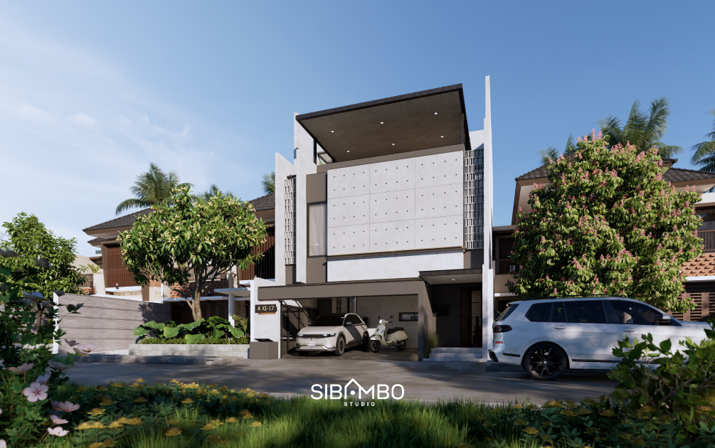 Ilustrasi desain rumah 2 lantai di lahan sempit