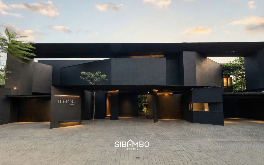 Detail elemen bambu pada fasad Sibambo Studio HQ dan IDROC Space sebagai bagian dari pendekatan arsitektur tropis