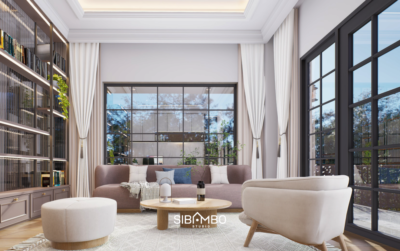 Kamar tidur utama Cura House yang lega dan elegan pada rumah modern klasik di Blitar