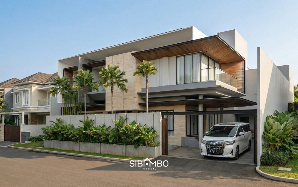 Casa Insieme, hasil renovasi fasad rumah modern minimalis dengan aksen kayu di Jakarta